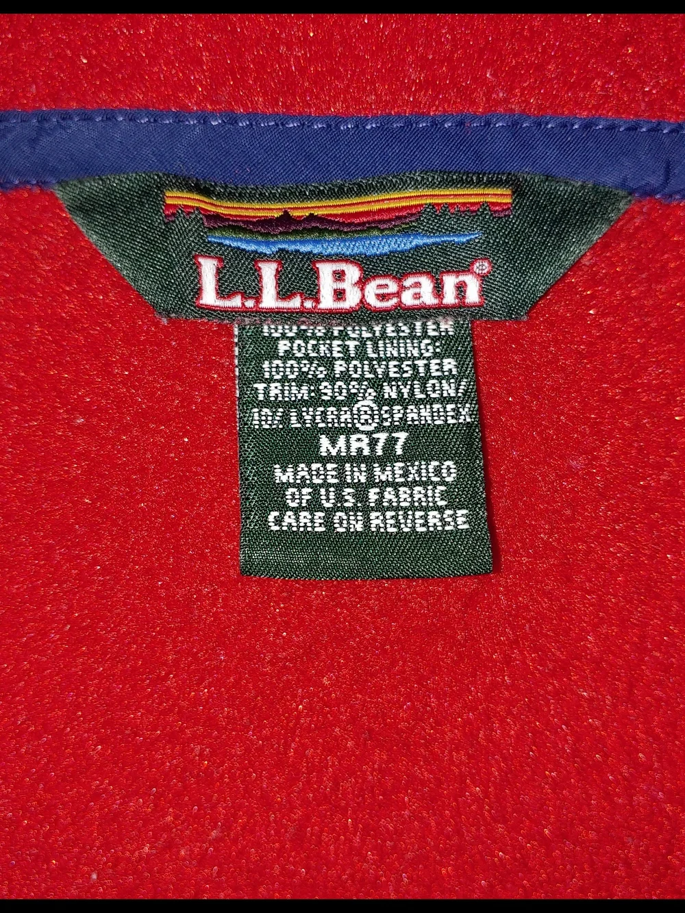 L.L. Bean Red Fleece Vest with Navy Trim - Picture 5 of 5